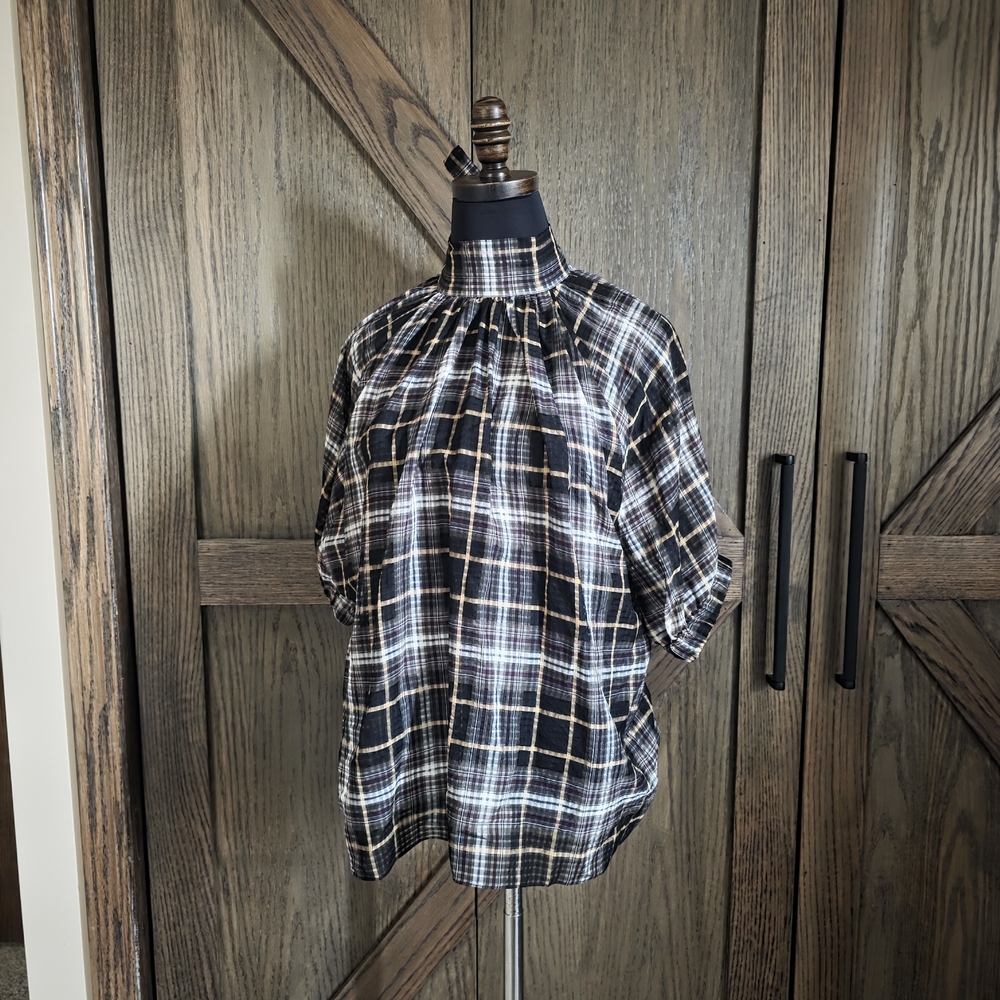 Beaufille Plaid High-Neck Top